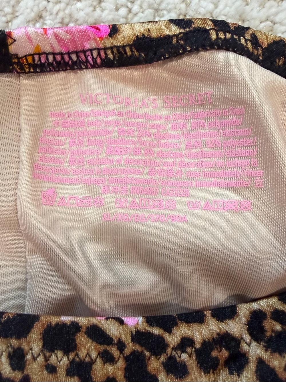 Victoria's Secret Pink, Orange & Gold Floral Leopard Bikini Bottom - Picture 7 of 11